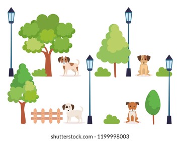 group of dogs in park