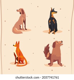 group of dogs pets characters