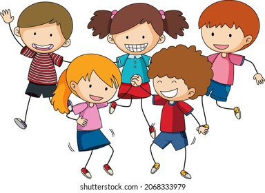 Group of doodle children cartoon character illustration