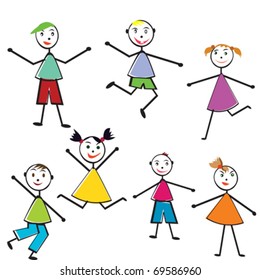 Group of doodle children having fun