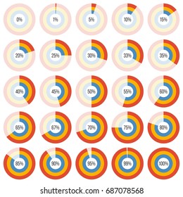 group of doughnut chart diagram collection in percentage for using in info graphic, flat design