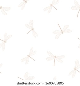Group of dragonflies seamless pattern. Good for textiles, children clothing, home furnishing, wallpaper, wrapping, surface pattern.