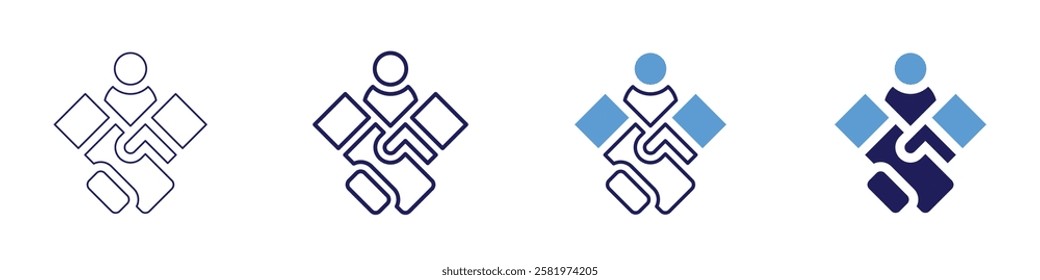 Group dynamics icon in 4 different styles. Thin Line, Line, Bold Line, Duotone. Duotone style. Editable stroke.