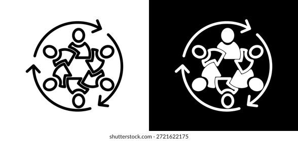 Icono de dinámica de grupo Ilustración vectorial negro blanco