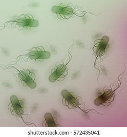 Group Of E. Coli Bacteria - Vector Illustration