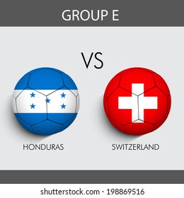 Banderas de países del grupo E Match Honduras v/s Suiza para la competencia de fútbol en Brasil.