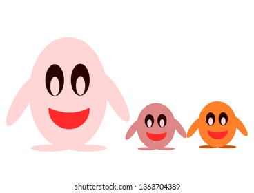 group of eff smile isolated on white background