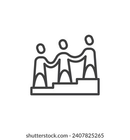Group effort line icon. linear style sign for mobile concept and web design. Teamwork cooperation outline vector icon. Symbol, logo illustration. Vector graphics