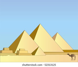 Group of the Egyptian pyramids against the blue sky