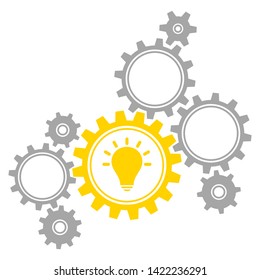 Group Of Eight Graphic Gears Idea Gray And Yellow