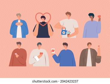 group of eight loving men