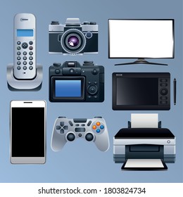 group of electronic devices set icons vector illustration design