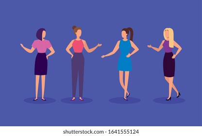 group of elegant business women vector illustration design