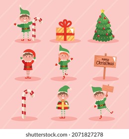 group elf with cute decoration