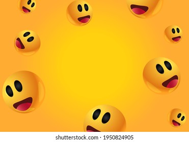 Group of emoji characters. Funny 3d smiles. Emoticons, emoji vector illustration.