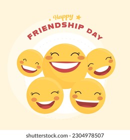 Group of emoji women, happy, smiling and best friends, celebrating International Friendship Day.
Vector illustration for social media designs and template
