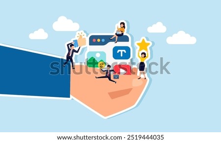 A group of employees building teamwork to create promotional media, illustrating effective and efficient teamwork that boosts business product marketing