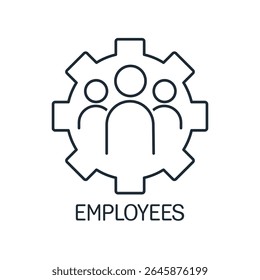 Gruppe von Mitarbeitern. Arbeitsteam. Lineare Vektorsymbol-Abbildung einzeln auf weißem Hintergrund.