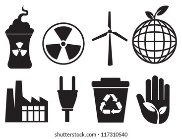 A group of Environmental icons in black. Vector illustration.