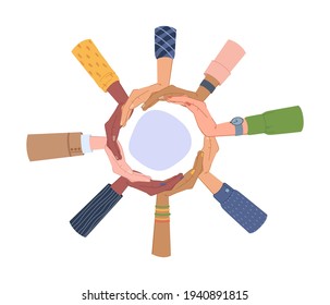 Handverschiedenartigkeit um leere runde Banner einzeln