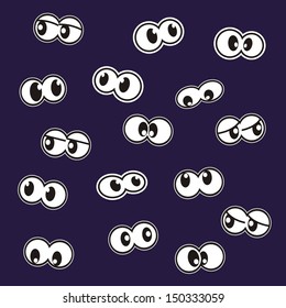group of eyes, crazy vector icon on dark blue background