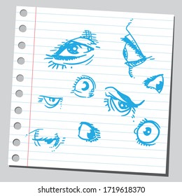 Group of eyes. Funny sketch style drawing.