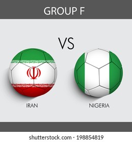 Group F Match Iran v/s Nigeria countries flags for Soccer 
