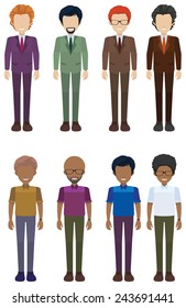 A group of faceless adults on a white background