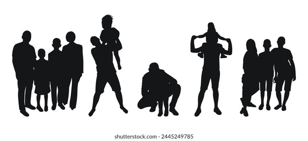 Group of families, parents and children, isolated vector