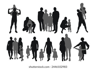 Grupo de familias, padres e hijos, Vector aislado