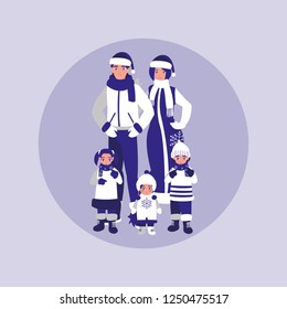 group of family with clothes christmas