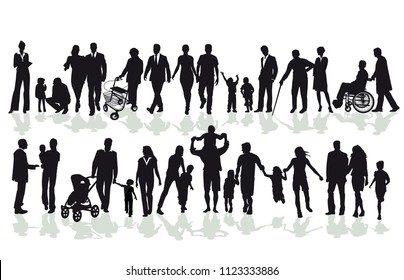 Group of family and member silhouettes