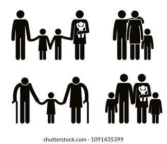 Happy Family Father Mother Grandmother Grandfather Stock Vector ...