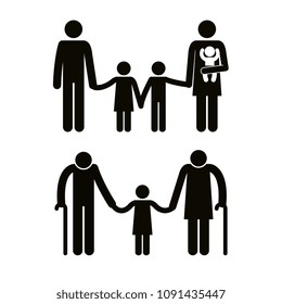 group of family members avatars silhouettes