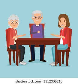 group of family members in the dinning room