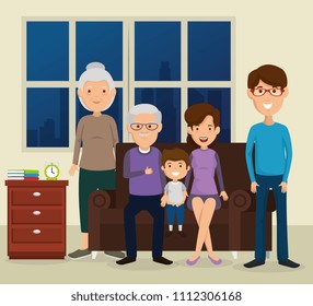group of family members in the living room