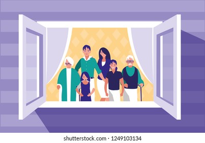 Group Family Members Window Stock Vector (Royalty Free) 1249103134 ...