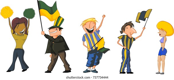 Group of fans cheering for their team.