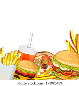 Group of fast food products.
