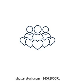A group of favorite customers, clients. Vector linear icon.