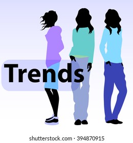 Group of female models dresses in fashion clothes