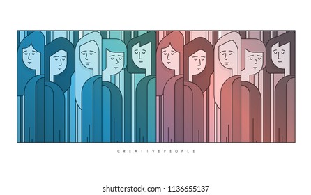 Group of few people, Abstract art vector illustration. Cartoon characters.