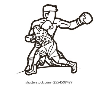 Group of Fighter Boxing Sport  Boxer Fighting Mix Action Cartoon Graphic Vector