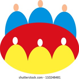 Group of figures seated around a table