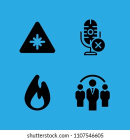 group, fire, laser and microphone icons vector in sample icon set for web and graphic design