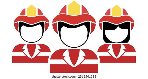 group of firefighter or fire department icon profile in two gender for job profession vector