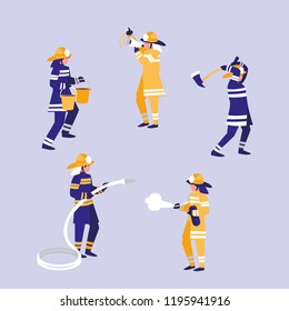 group of firefighters avatar character