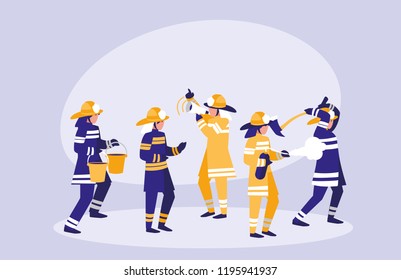 group of firefighters avatar character