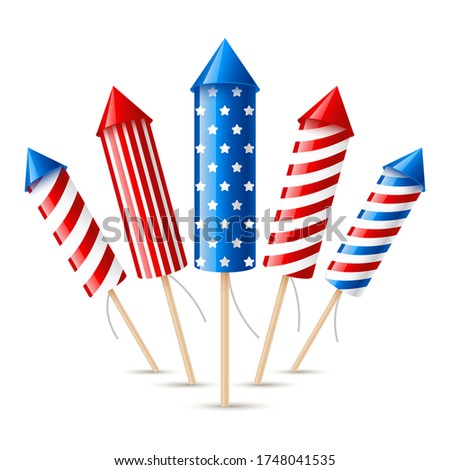 Group of firework rockets for Independence day design
