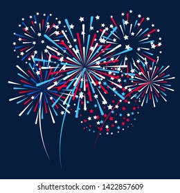 Group of fireworks elements for Independence day design